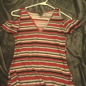 Striped cold shoulder shirt